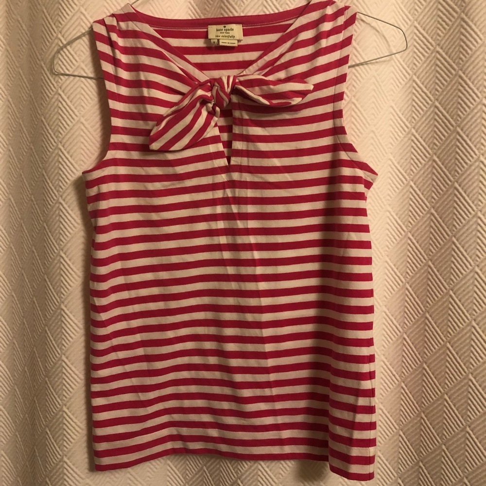 EUC Kate Spade Sleeveless Pink Striped Bow Top SzS